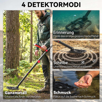 Wasserdichter, faltbarer Metalldetektor mit LCD und Kopfhörern