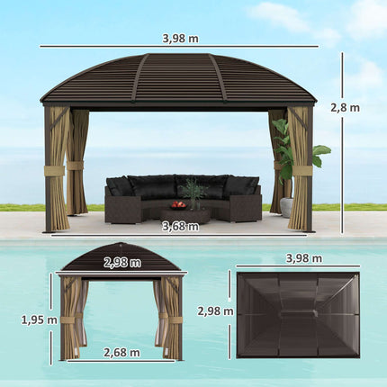 Vodotěsný zahradní pavilon, 4 x 3 x 2.8 m, hnědý