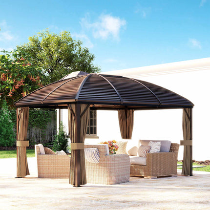 Vodotěsný zahradní pavilon, 4 x 3 x 2.8 m, hnědý