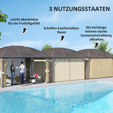 Vodotěsný zahradní pavilon, 4 x 3 x 2.8 m, hnědý