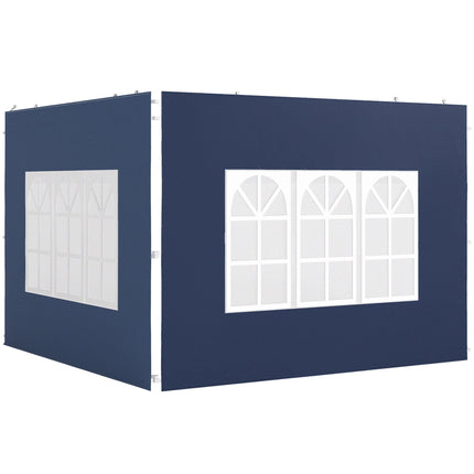 Waterproof Gazebo Side Panels with Windows, Blue, 2-Pack