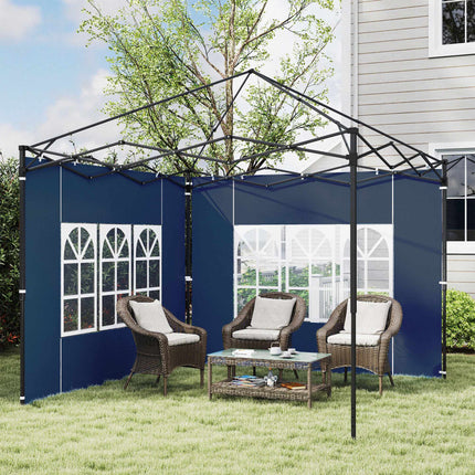 Waterproof Gazebo Side Panels with Windows, Blue, 2-Pack