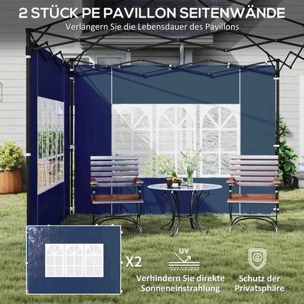 Waterproof Gazebo Side Panels with Windows, Blue, 2-Pack