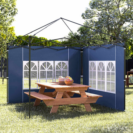 Waterproof Gazebo Side Panels with Windows, Blue, 2-Pack