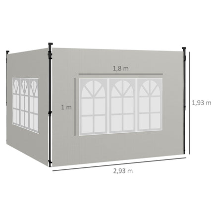 Waterproof Gazebo Sidewalls Set, 3x3/3x6 m, White