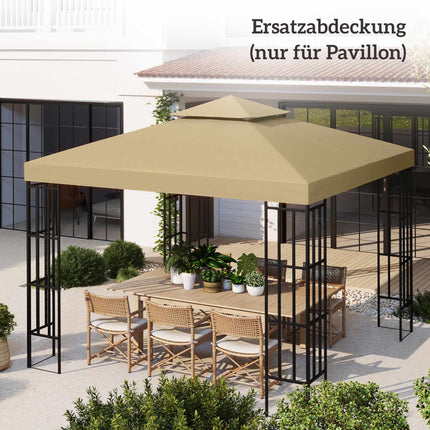 Wasserdichtes Pavillon-Ersatzdach 3x3m, Doppellüftung Beige