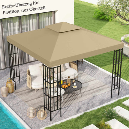 Wasserdichtes Pavillon-Ersatzdach 3x3m, Doppellüftung Beige