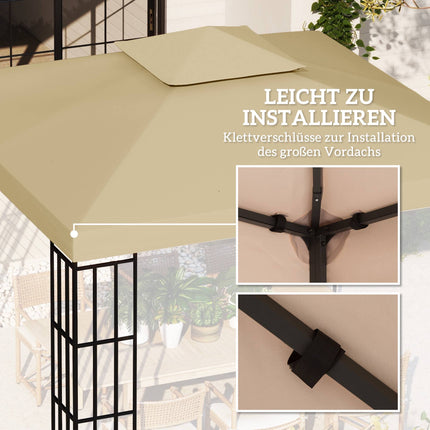 Wasserdichtes Pavillon-Ersatzdach 3x3m, Doppellüftung Beige