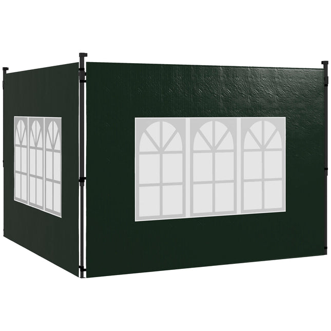 Wasserdichte Pavillon-Seitenwände mit Fenstern, 2er-Pack, Grün
