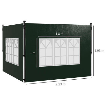 Wasserdichte Pavillon-Seitenwände mit Fenstern, 2er-Pack, Grün