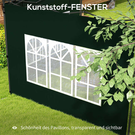 Wasserdichte Pavillon-Seitenwände mit Fenstern, 2er-Pack, Grün