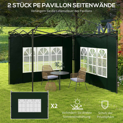Wasserdichte Pavillon-Seitenwände mit Fenstern, 2er-Pack, Grün