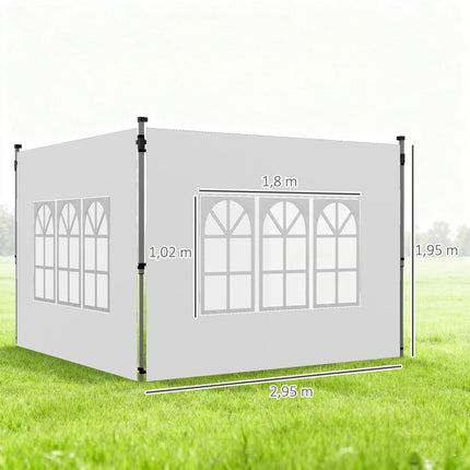 Wasserdichte Pavillon-Seitenwände mit Fenstern, 3x3/3x4 m, Weiß