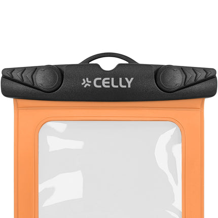 Waterdicht telefoonhoesje IPX8, geschikt voor telefoons tot 7 inch, oranje