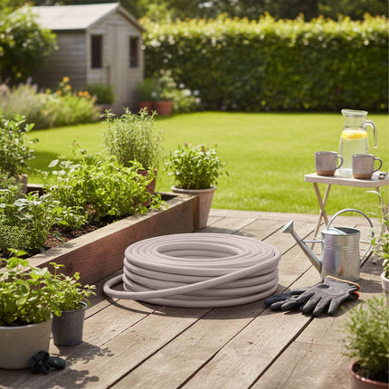Wetterfester beiger Gartenschlauch – UV-beständig, flexibel