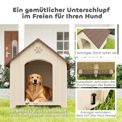 Weerbestendig hondenhok 88 x 79 x 89 cm, verhoogde bodem