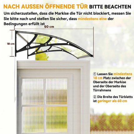 Weatherproof Door Canopy, Transparent Polycarbonate, 110x60 cm