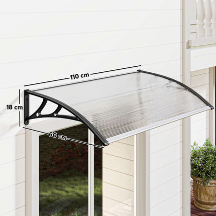 Weatherproof Door Canopy, Transparent Polycarbonate, 110x60 cm