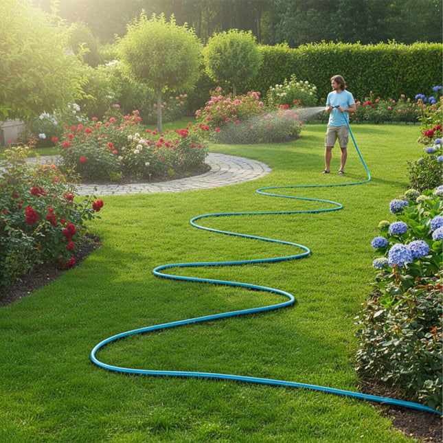 Wetterfester Gartenschlauch, Hellblau, UV-beständig