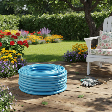 Wetterfester Gartenschlauch, Hellblau, UV-beständig