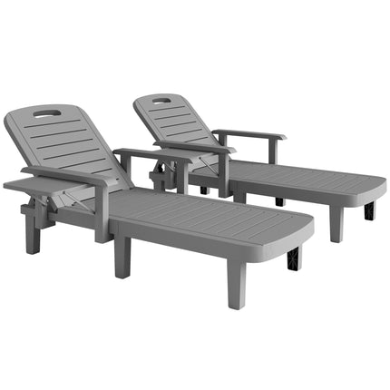 Weatherproof Garden Lounger Set with Adjustable Backrest