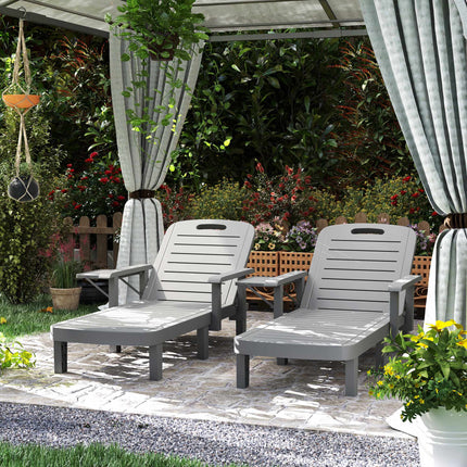 Weatherproof Garden Lounger Set with Adjustable Backrest