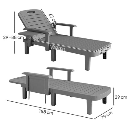 Weatherproof Garden Lounger Set with Adjustable Backrest