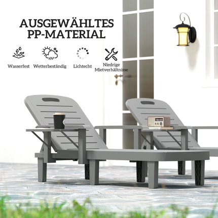 Weatherproof Garden Lounger Set with Adjustable Backrest