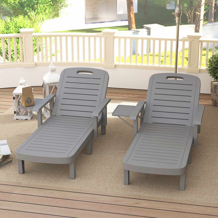 Weatherproof Garden Lounger Set with Adjustable Backrest