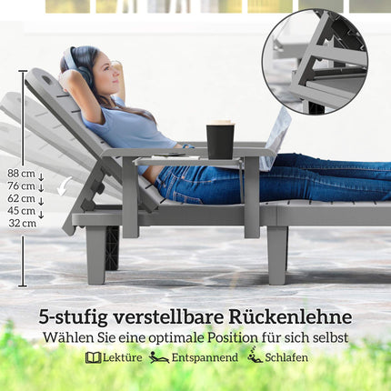 Weatherproof Garden Lounger Set with Adjustable Backrest