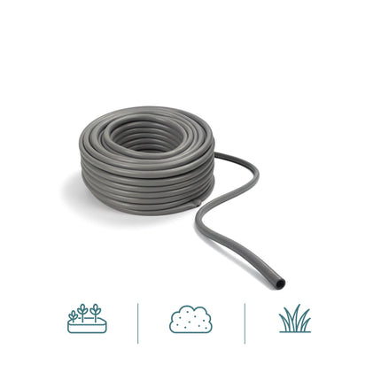 Weatherproof Grey Garden Hose, UV-Resistant Fabric, 1/2-Inch