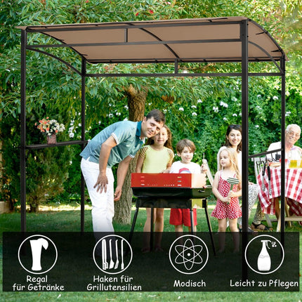 Weatherproof Grill Gazebo, Metal Frame, Shelf & Hooks