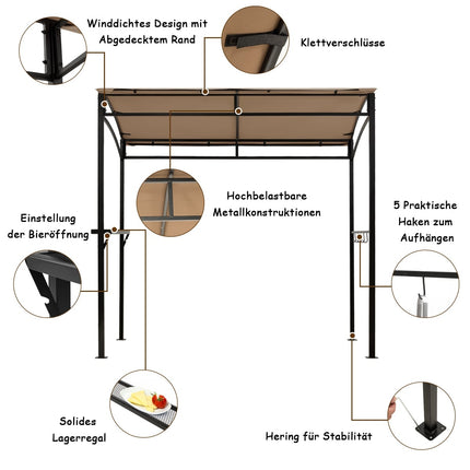 Weatherproof Grill Gazebo, Metal Frame, Shelf & Hooks