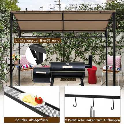 Weatherproof Grill Gazebo, Metal Frame, Shelf & Hooks