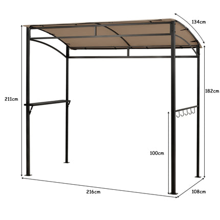 Weatherproof Grill Gazebo, Metal Frame, Shelf & Hooks