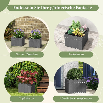 Weatherproof HDPE Planter Box Set – 32x30x25 cm, Gray