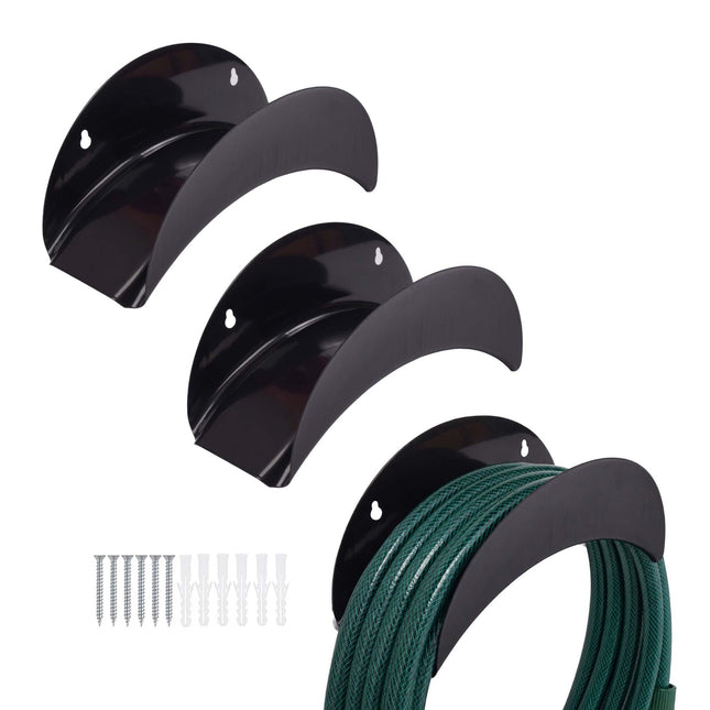 Wetterfeste Schlauchhalter aus Eisen, 3er-Set, Schwarz