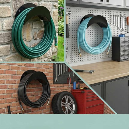 Weatherproof Iron Hose Holders, Set of 3, Black
