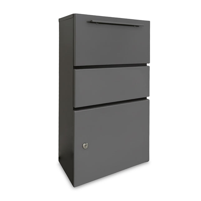 Wetterfeste Paketbox aus Metall, Dunkelgrau, Abschließbar