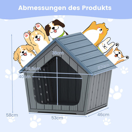 Wetterfeste Katzenhütte aus Kunststoff mit Belüftung und schrägem Dach