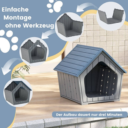 Wetterfeste Katzenhütte aus Kunststoff mit Belüftung und schrägem Dach