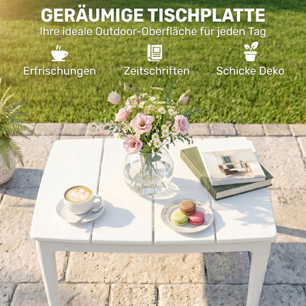 Wetterfester Beistelltisch aus Kunststoff für den Außenbereich, 70x53 cm, 35 kg Tragkraft