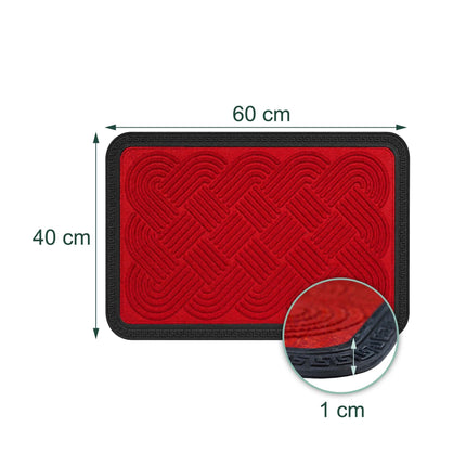 Weatherproof Red Doormat, 60 x 40 cm, Non-Slip