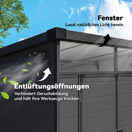 Wetterfester Fahrradschuppen aus Harz mit Aluminiumrahmen, 190x191x215 cm