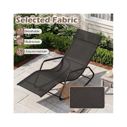 Weatherproof Rocking Garden Lounger, Breathable Fabric, 143 x 57 x 86 cm, Black