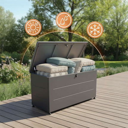 Wetterfeste Gartenaufbewahrungsbox aus Stahl – Abschließbar, UV-beständig