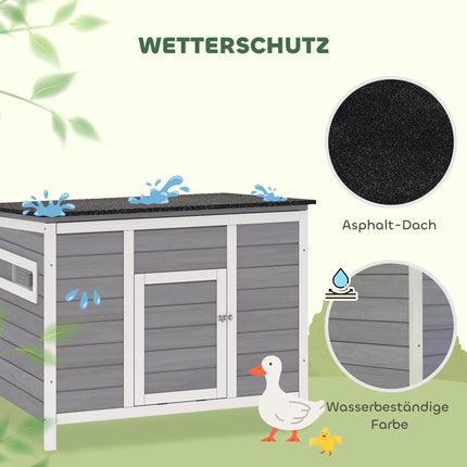 Wetterfestes Entenhaus aus Holz mit herausnehmbarem Boden, 93x70x72cm