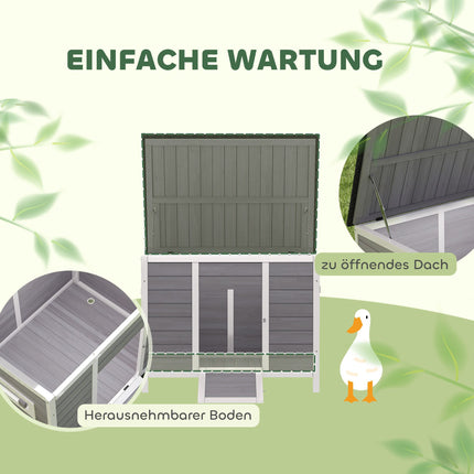 Wetterfestes Entenhaus aus Holz mit herausnehmbarem Boden, 93x70x72cm