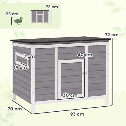 Wetterfestes Entenhaus aus Holz mit herausnehmbarem Boden, 93x70x72cm
