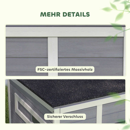 Wetterfestes Entenhaus aus Holz mit herausnehmbarem Boden, 93x70x72cm